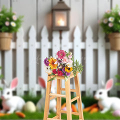 Lofaris Spring Potted Plant Bunny Eggs Easter Photo Backdrop