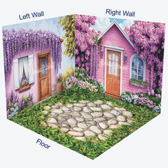 Lofaris Spring Purple Floral Garden Cabin Room Set Backdrop