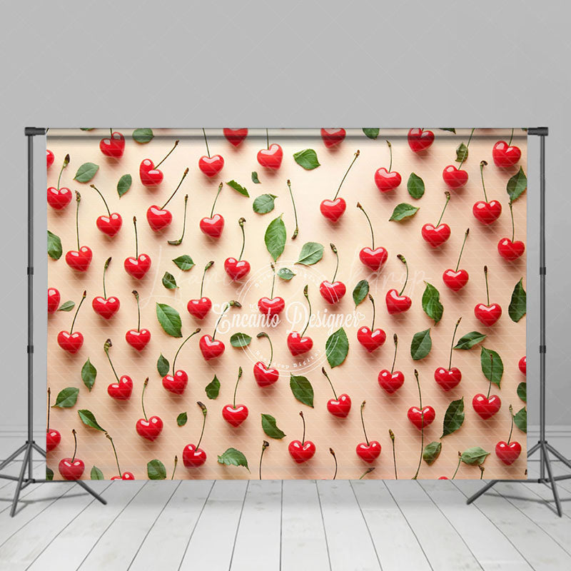 Lofaris Spring Red Heart Cherry Leaf Valentines Day Backdrop