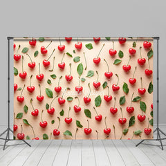 Lofaris Spring Red Heart Cherry Leaf Valentines Day Backdrop