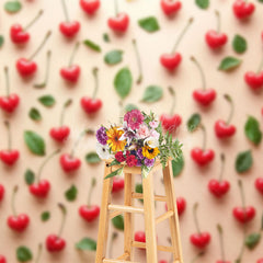 Lofaris Spring Red Heart Cherry Leaf Valentines Day Backdrop