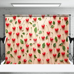 Lofaris Spring Red Heart Cherry Leaf Valentines Day Backdrop