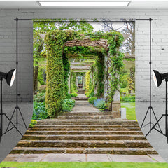 Lofaris Spring Retro Corridor Greenery Photography Backdrop