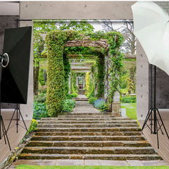 Lofaris Spring Retro Corridor Greenery Photography Backdrop