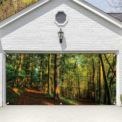 Lofaris Spring Sunshine Vibrant Forest Garage Door Banner