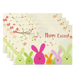 Lofaris Spring Vine Floral Bunny Easter Set Of 4 Placemats