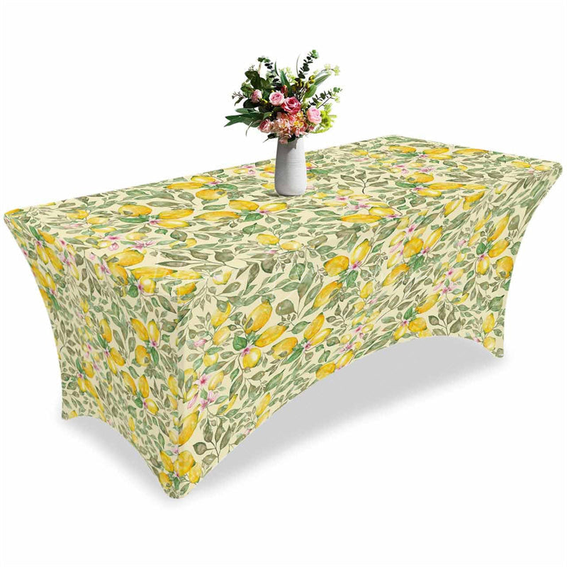 Lofaris Spring Watercolor Lemon Fruits Stretch Table Cover