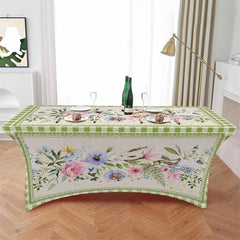 Lofaris Spring Watercolor Pastoral Flower Stretch Table Cover