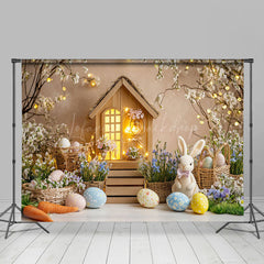 Lofaris Spring Wood House Bunny Egg Easter Room Set Backdrop