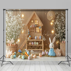 Lofaris Spring Wood House Bunny Egg Easter Room Set Backdrop