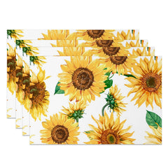 Lofaris Spring Yellow Sunflower White Set Of 4 Placemats