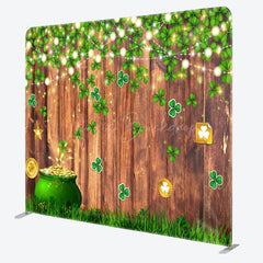 Lofaris St Patrick Green Clover Wood Square Tension Backdrop