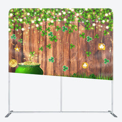 Lofaris St Patrick Green Clover Wood Square Tension Backdrop