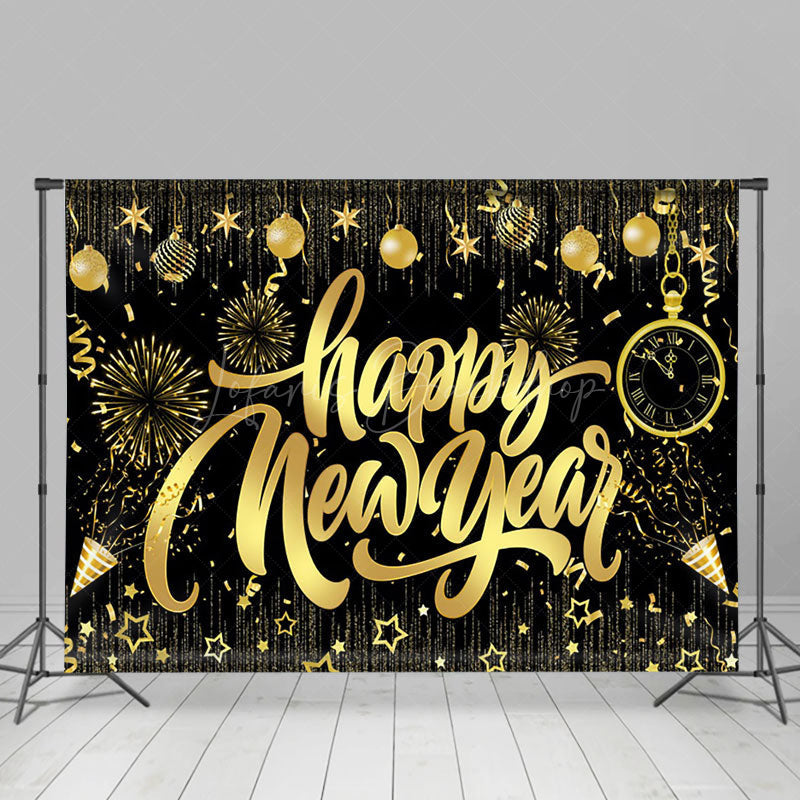 Lofaris Star Baubles Decoration Black Gold New Year Backdrop