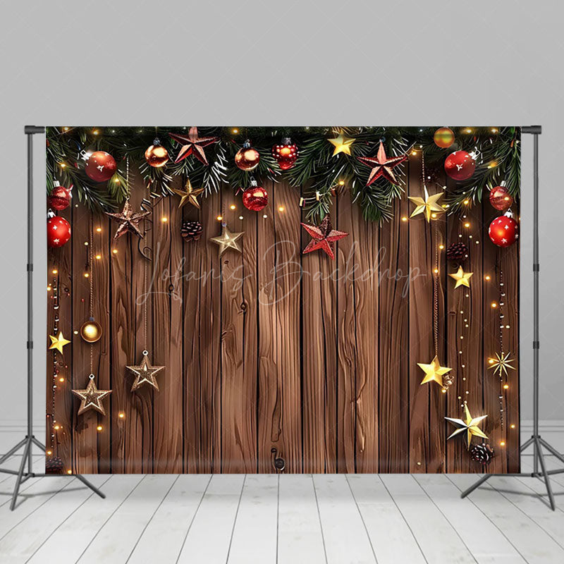 Lofaris Star Baubles Decoration Wood Christmas Backdrop