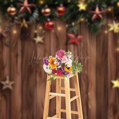 Lofaris Star Baubles Decoration Wood Christmas Backdrop