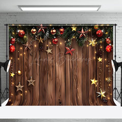 Lofaris Star Baubles Decoration Wood Christmas Backdrop