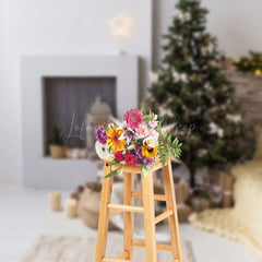 Lofaris Star Light Pine Tree White Wall Christmas Backdrop