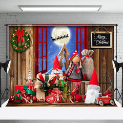 Lofaris Star Night Moon Wood Window Xmas Doll Gift Backdrop