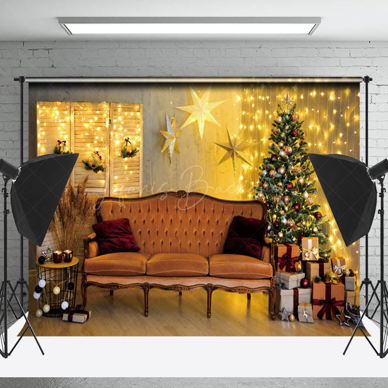 Lofaris Star Warm Light String Tree Sofa Christmas Backdrop