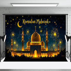 Lofaris Starry Blur Sky Lighted Mosque Eid Mubarak Backdrop