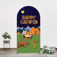 Lofaris Starry Camping Night Bear Happy Camper Arch Backdrop