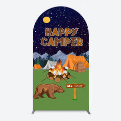 Lofaris Starry Camping Night Bear Happy Camper Arch Backdrop