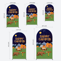 Lofaris Starry Camping Night Bear Happy Camper Arch Backdrop