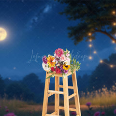 Lofaris Starry Dark Night Moonlight Tree Floral Backdrop