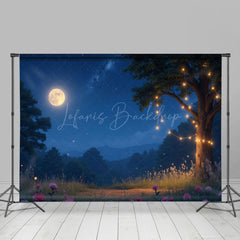 Lofaris Starry Dark Night Moonlight Tree Floral Backdrop