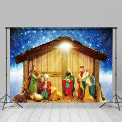 Lofaris Starry Holy Snowy Night Nativity Christmas Backdrop