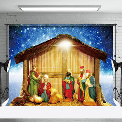 Lofaris Starry Holy Snowy Night Nativity Christmas Backdrop