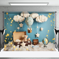 Lofaris Starry Night Bear Hot Air Balloon Cake Smash Backdrop