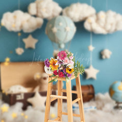 Lofaris Starry Night Bear Hot Air Balloon Cake Smash Backdrop