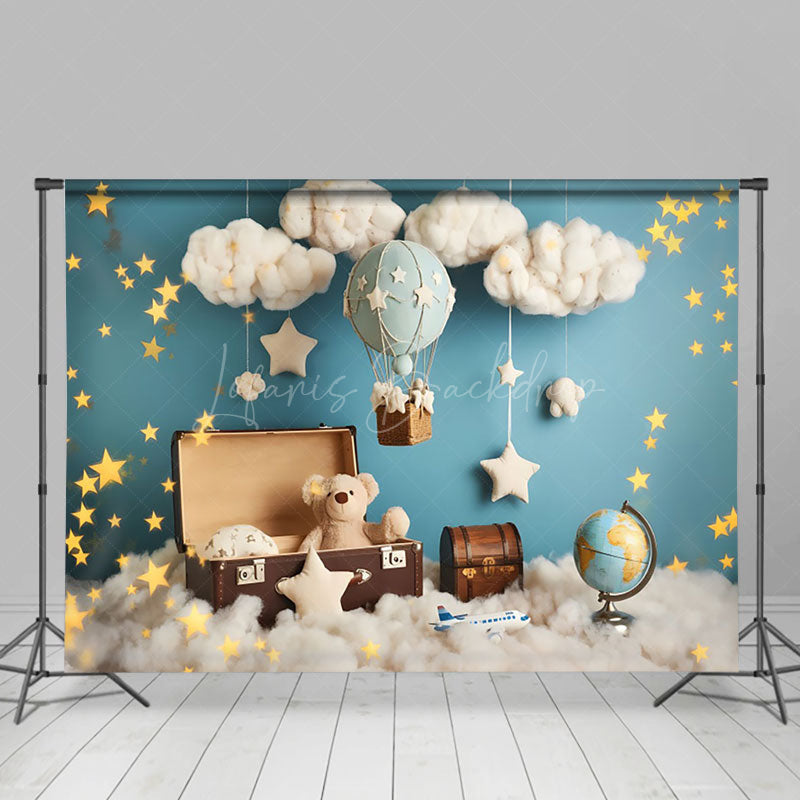 Lofaris Starry Night Bear Hot Air Balloon Cake Smash Backdrop