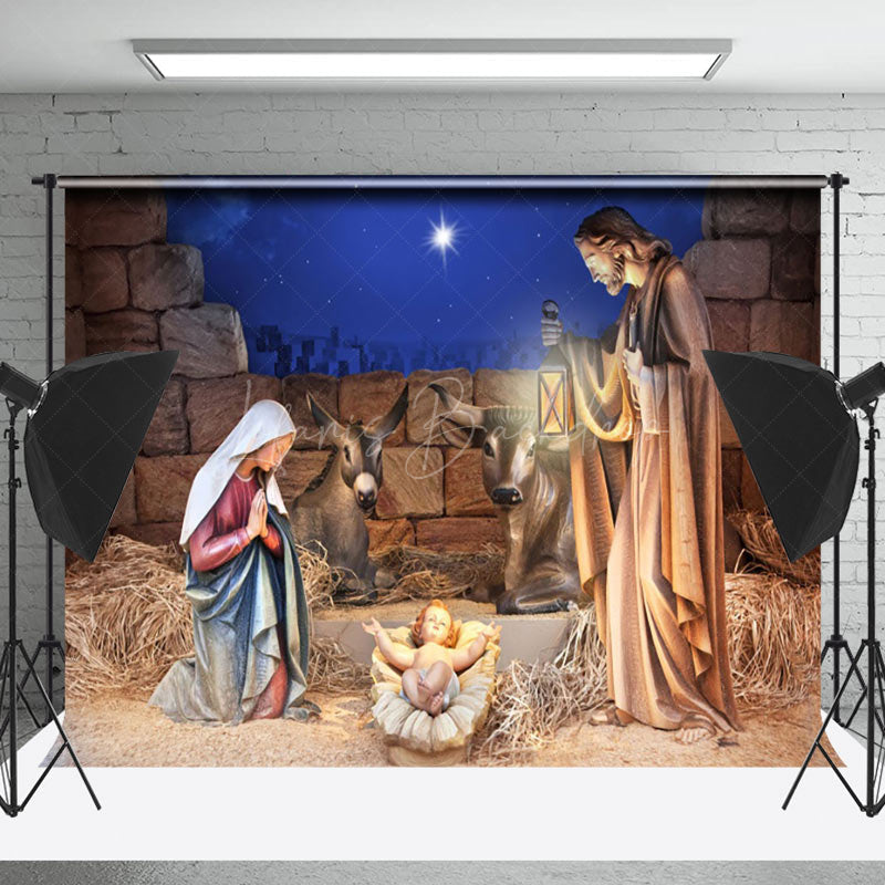 Lofaris Starry Night Bullpen Nativity Christmas Backdrop