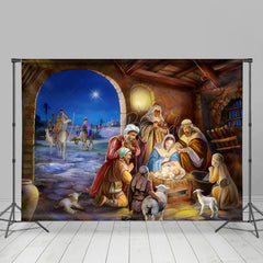 Lofaris Starry Night Celebrates Nativity Christmas Backdrop