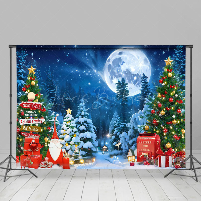 Lofaris Starry Night Snowy Field Mailbox Christmas Backdrop