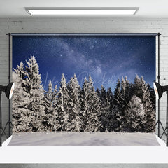 Lofaris Starry Sky Snowy Pine Forest Dawn Winter Backdrop