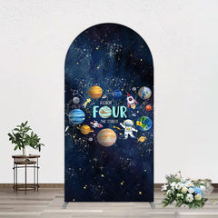 Lofaris Stars Moon Glitter Galaxy 4th Birthday Arch Backdrop