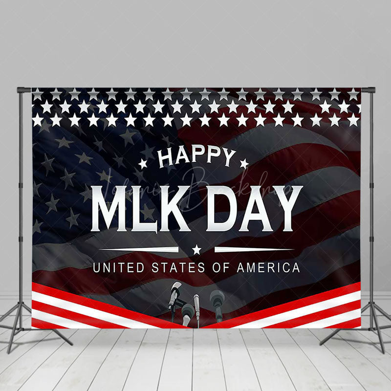 Lofaris Stars Usa Flag Microphone Happy Mlk Day Backdrop