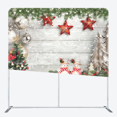 Lofaris Stars Wood Christmas Double-Sided Square Backdrop