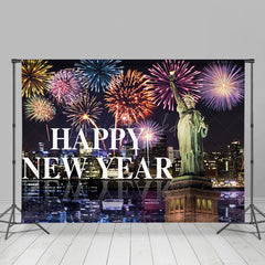 Lofaris Statue Of Liberty Night City Scene Happy New Year Backdrop