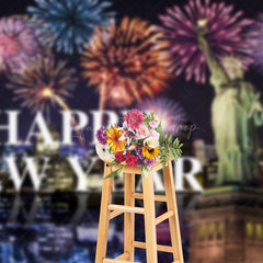 Lofaris Statue Of Liberty Night City Scene Happy New Year Backdrop