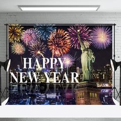 Lofaris Statue Of Liberty Night City Scene Happy New Year Backdrop