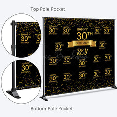 Lofaris Step And Repeat Gold Custom 30th Birthday Backdrop