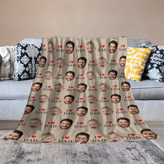 Lofaris Step And Repeat I Love Dad Custom Face Blanket