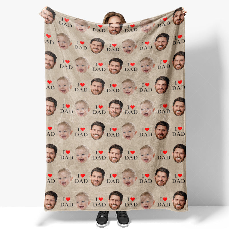 Lofaris Step And Repeat I Love Dad Custom Face Blanket