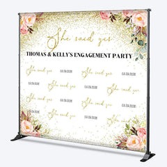 Lofaris Step And Repeat She Said Yes Custom Engagement Backdrop