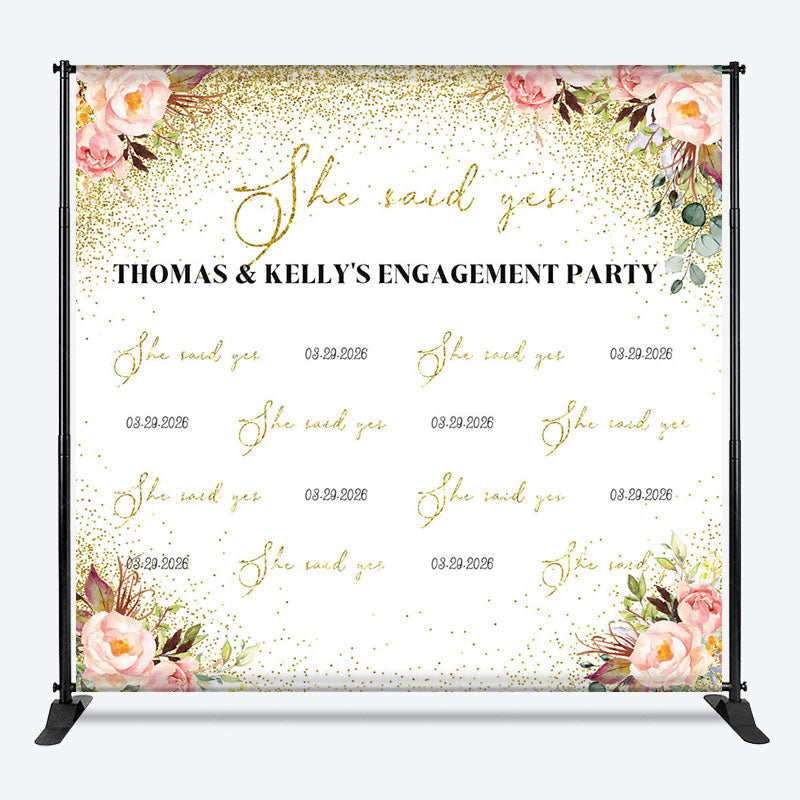 Lofaris Step And Repeat She Said Yes Custom Engagement Backdrop